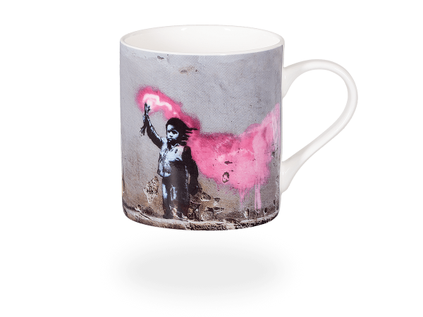 Könitz Tasse "Banksy Young refugee" 400ml, Fine Bone China. Teetasse / Kaffeetasse Kunst-Design