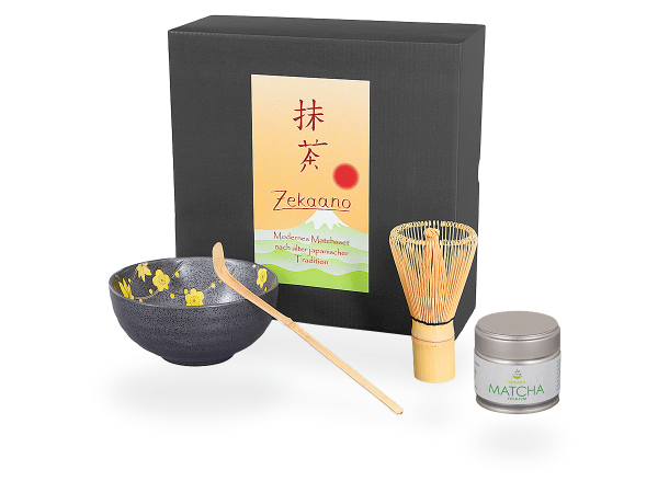 Matcha Set gelbe Blüten