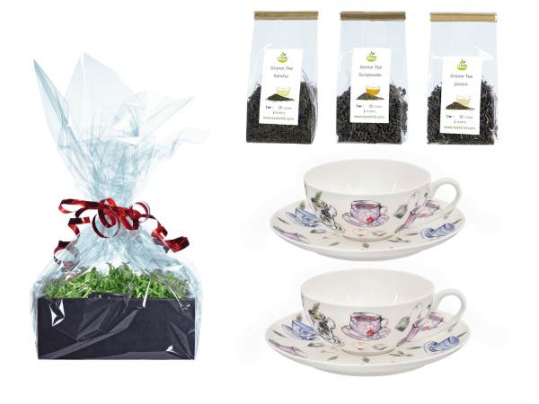 Tee Geschenk Teetassen, Fine Bone China, Tassendeko