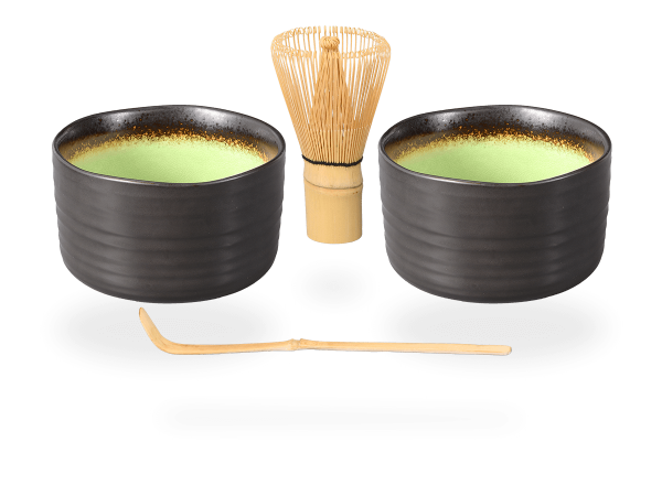 Matcha-Set: 2 Matcha-Schalen + Bambusbesen + Bambuslöffel + Bio-Matcha-Stick