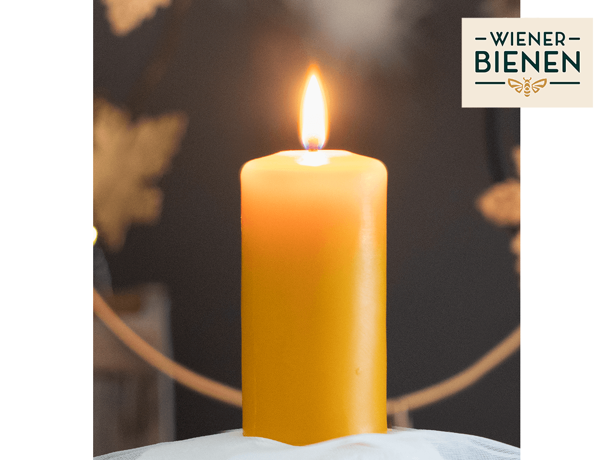Handgegossene Bienenwachskerze Aus 100% Reinem Bienenwachs – Stumpenkerze 55x90 Mm, Goldgelb, Mit Natürlichem Honigduft | Perfekt Für Weihnachten & Adventszeit