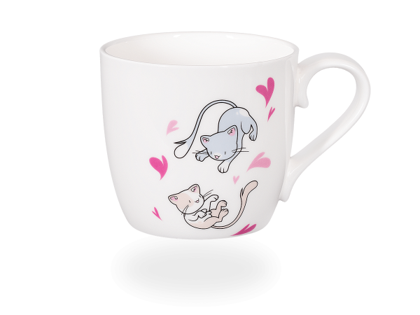 Teetasse Lovely Cats, spielend, 425ml, Fine Bone China