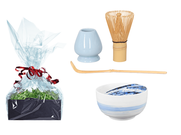 Tee Geschenk Matchaset, original Japan, weiß/blau