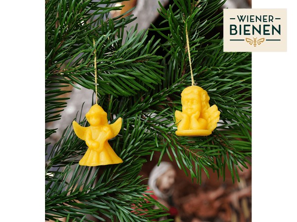 Christbaumschmuck Set Engel mit Zither, Engel auf Sockel