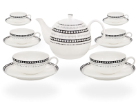 Buchensee Teeservice Porzellan Rautendeko, Fine Bone China