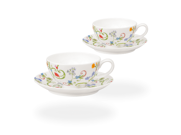 Teetassen Fleurette Blumendesign, Fine Bone China Porzellan