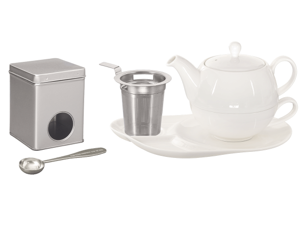 Teeservice für eine Person Porzellan weiß