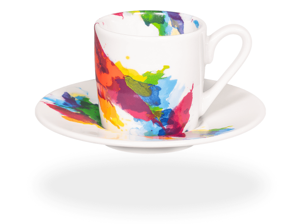 Könitz Espressotasse "Colour Flow" 65ml. Kaffeetasse modern mit Untertasse.