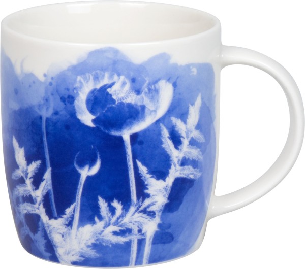 Könitz Tasse "Cyan Blue Poppy " 350ml, Porzellan. Teetasse / Kaffeetasse Kunst-Design