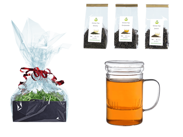 Tee Geschenk Teetasse mit Sieb und Deckel klassisch