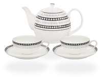 Buchensee Fine Bone China Teeservice: Teekanne 1,5 Liter + 2 Teetassen + 2 Unterteller
