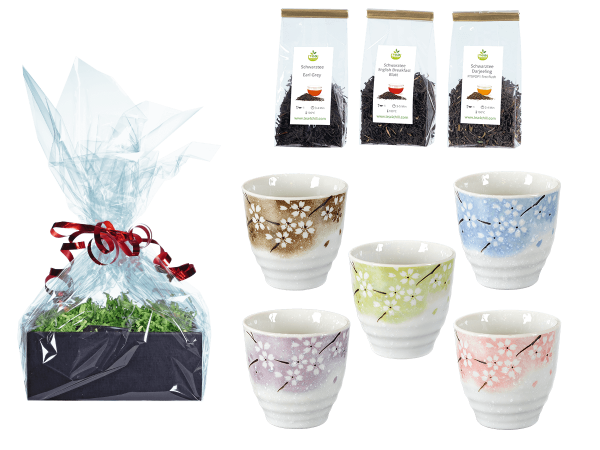 Tee Geschenk Japanische Teetassen, 5Stk Blumendesign