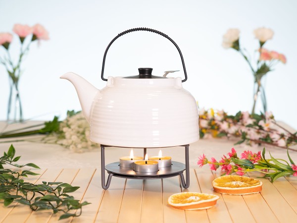 Teekanne Warmhalter Durchbrochen LPZMPZ Keramik-Stövchen Für Teekanne – Weiß, Mit Teelichthalter – Durchbrochenes Design – Hält Tee & Kaffee Warm
