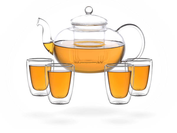 Teeservice Glas 1,8l Teekanne und doppelwandige Gläser 200ml