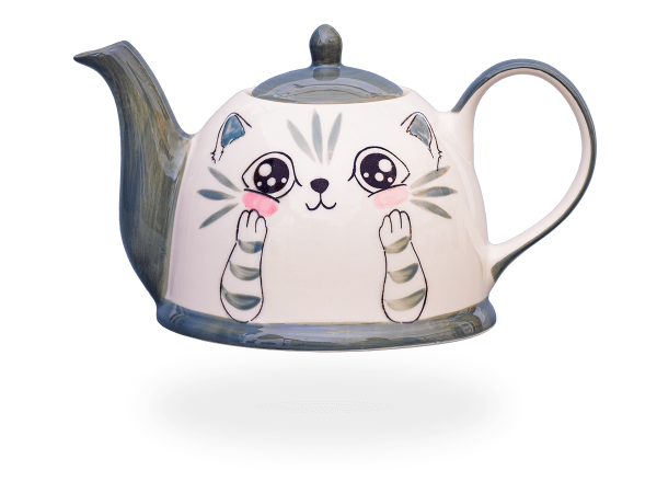 Teekanne Keramik mit Katzengesicht 1,5l