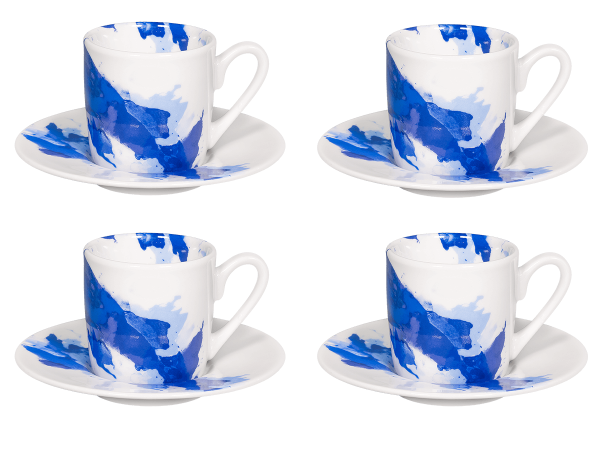 Könitz Espressotasse "Blue Wave" 65ml. Kaffeetasse modern mit Untertasse.