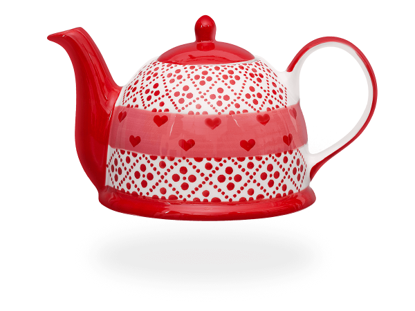 Teekanne Keramik mit Herzmotiv 1,5l rot