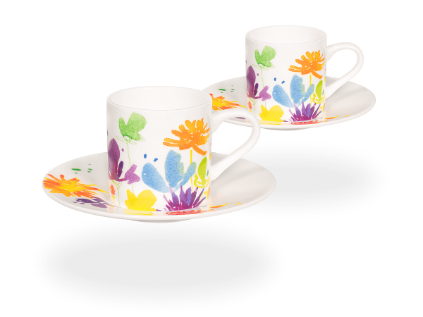 Könitz Espressotasse "Victoria Lowe - Full Bloom" 65ml. Kaffeetasse modern mit Untertasse.