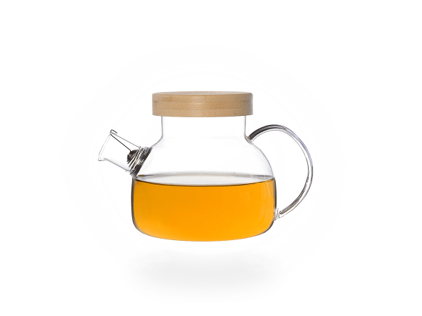 Kira Teekanne Glas 0,9l mit Tüllensieb und Bambusdeckel