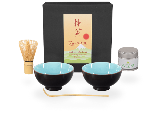 Matcha Set himmelblau, 2 Schalen