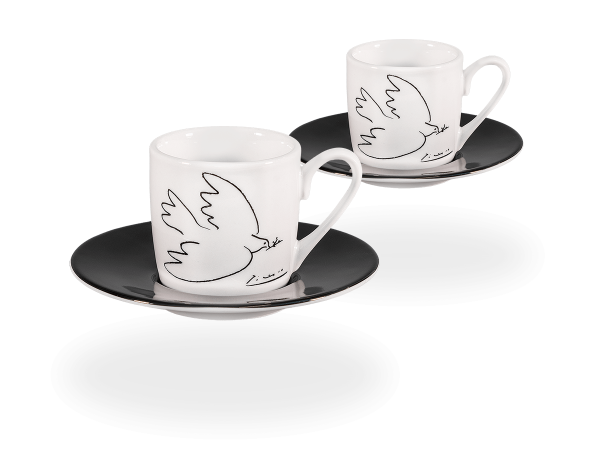 Könitz Espressotasse "Picasso Friedenstaube" 65ml. Kaffeetasse modern mit Untertasse.