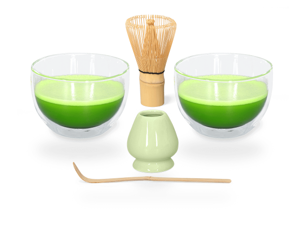 Matcha Set Glas doppelwandig, 2 Schalen