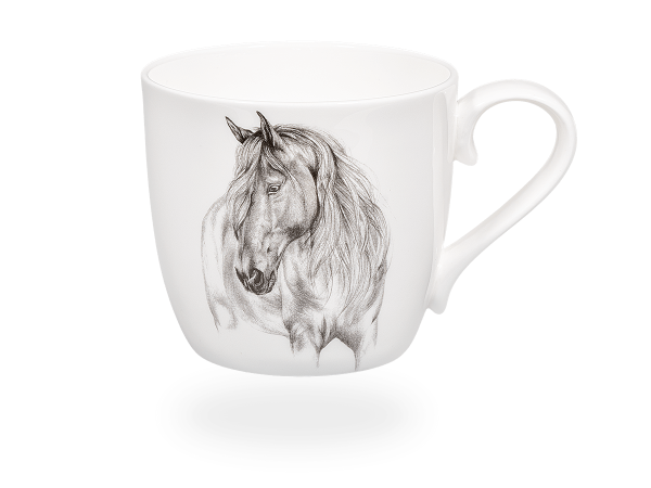 Könitz Tasse "elegantes Pferd" 425ml, Fine Bone China Porzellan. Teetasse / Kaffeetasse Tier-Design