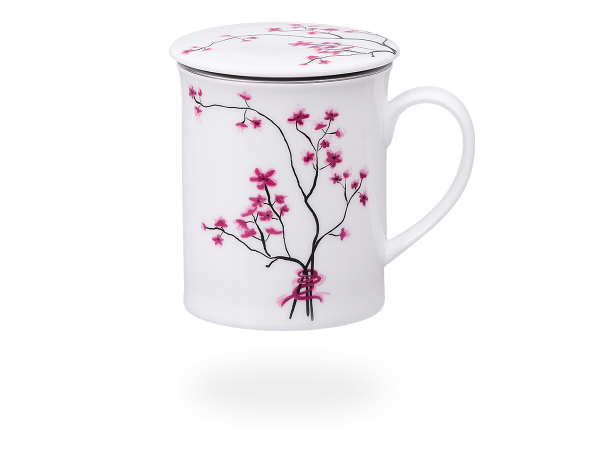Teetasse mit Sieb und Deckel, Cherry Blossom 350ml, Porzellan