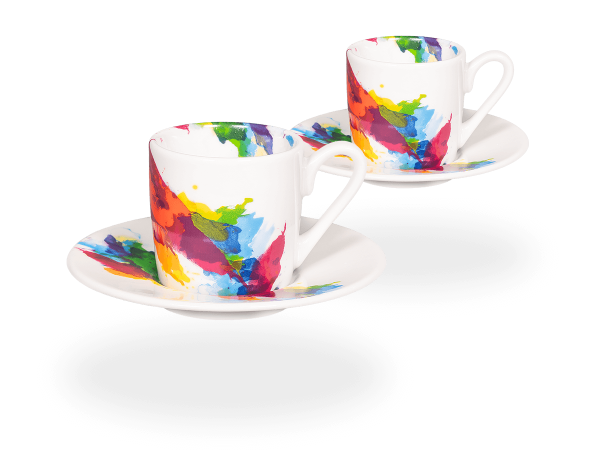 Könitz Espressotasse "Colour Flow" 65ml. Kaffeetasse modern mit Untertasse.