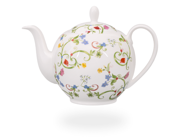 Fleurette Teekanne Porzellan Blumendesign 1l Fine Bone China