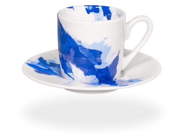 Könitz Espressotasse "Blue Wave" 65ml. Kaffeetasse modern mit Untertasse.