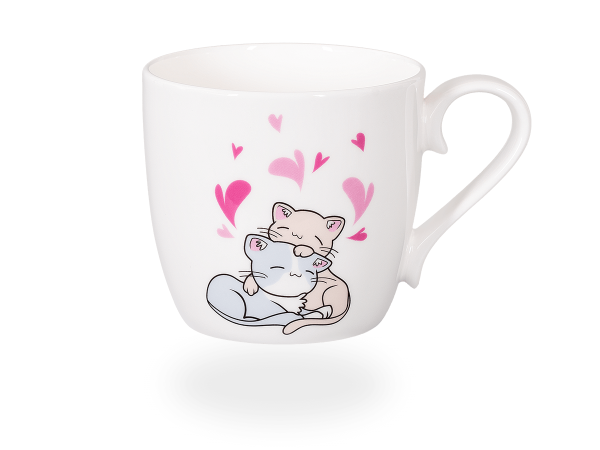 Könitz Tasse " Lovely Cats, kuschelnd" 425ml, Fine Bone China. Teetasse / Kaffeetasse Comic-Design