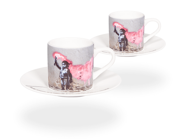 Könitz Espressotasse "Banksy Young refugee" 65ml. Kaffeetasse modern mit Untertasse.