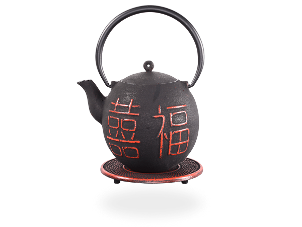 Teekanne Gusseisen Kimiko 0,8l schwarz-karminrot mit Sieb