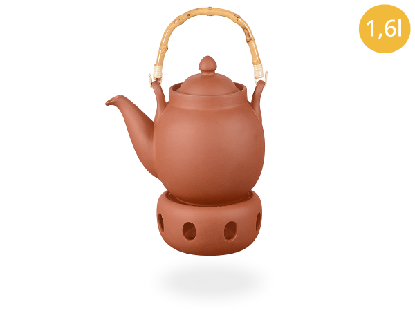 Tenno Teekanne mit Stövchen aus Ton 1,6l