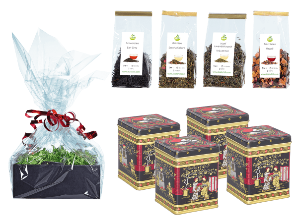 Tee Geschenkset Premium Tees in Teedosen "black japanese"