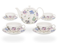 Buchensee Teeservice Porzellan Tassendeko, Fine Bone China