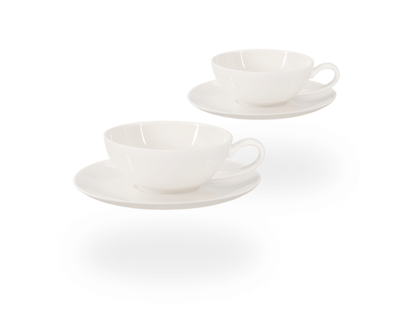 Buchensee Teetassen Lena weiß, Crystal Bone China Porzellan (2 Sets)