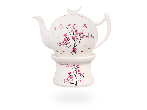 Teekanne mit Stövchen "Cherry Blossom" Fine Bone China