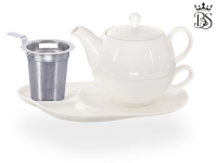 Tea for one, Lena 500 ml, Crystal Bone China, weiß, Ablageteller, Sieb