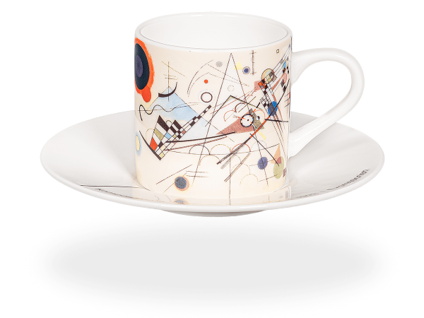 Könitz Espressotasse "Kandinsky Komposition 8" 65ml. Kaffeetasse modern mit Untertasse.