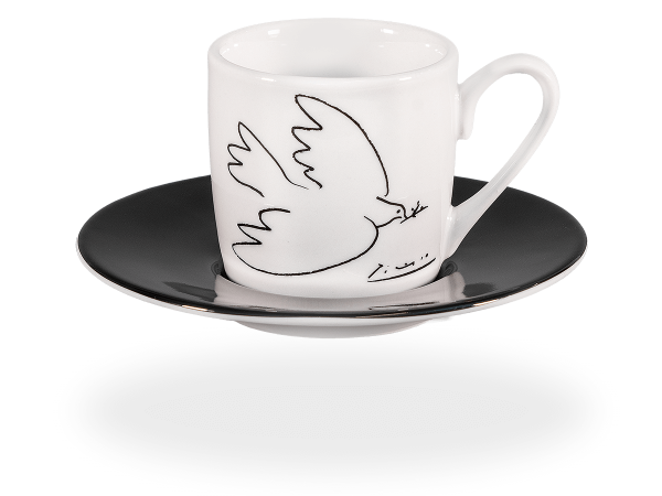 Könitz Espressotasse "Picasso Friedenstaube" 65ml. Kaffeetasse modern mit Untertasse.