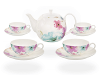 Buchensee Teeservice Porzellan Blumendeko, Fine Bone China