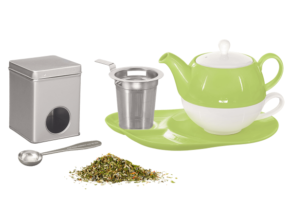 Teeservice für eine Person Porzellan grün