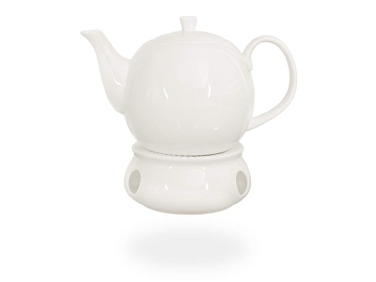 Buchensee Teekanne mit Stövchen aus Fine Bone China Porzellan, weiß | Porzellan | Teekannen | TEEGESCHIRR