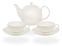 Buchensee Fine Bone China Teeservice: Teekanne 1,5 Liter + 2 Teetassen + 2 Unterteller