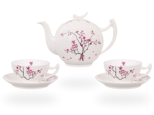 Teeservice Porzellan "Cherry Blossom" 1l Fine Bone China