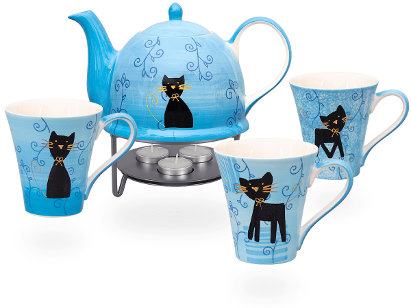 Black Cat Teeservice Keramik 1,5l mit Stövchen
