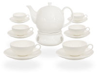 Buchensee Teeservice Porzellan 1,5l Stövchen weiß, Fine Bone China