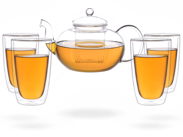 Teeservice Glas 1,8l Teekanne und doppelwandige Gläser 360ml